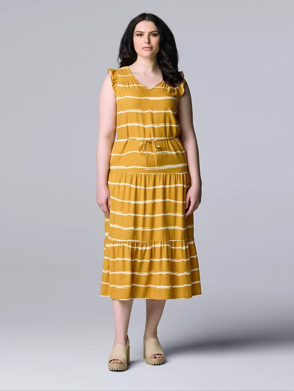 Mustard Boho Linen Blend Dress